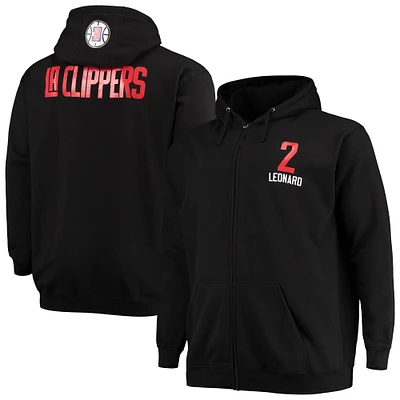 Fanatics pour hommes Kawhi Leonard Black LA Clippers Big & Tall Player Name Number Veste à capuche entièrement zippée