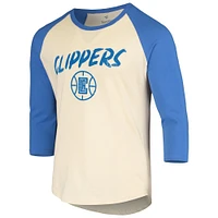 Men's Fanatics Kawhi Leonard Cream/Royal LA Clippers Raglan 3/4 Sleeve T-Shirt