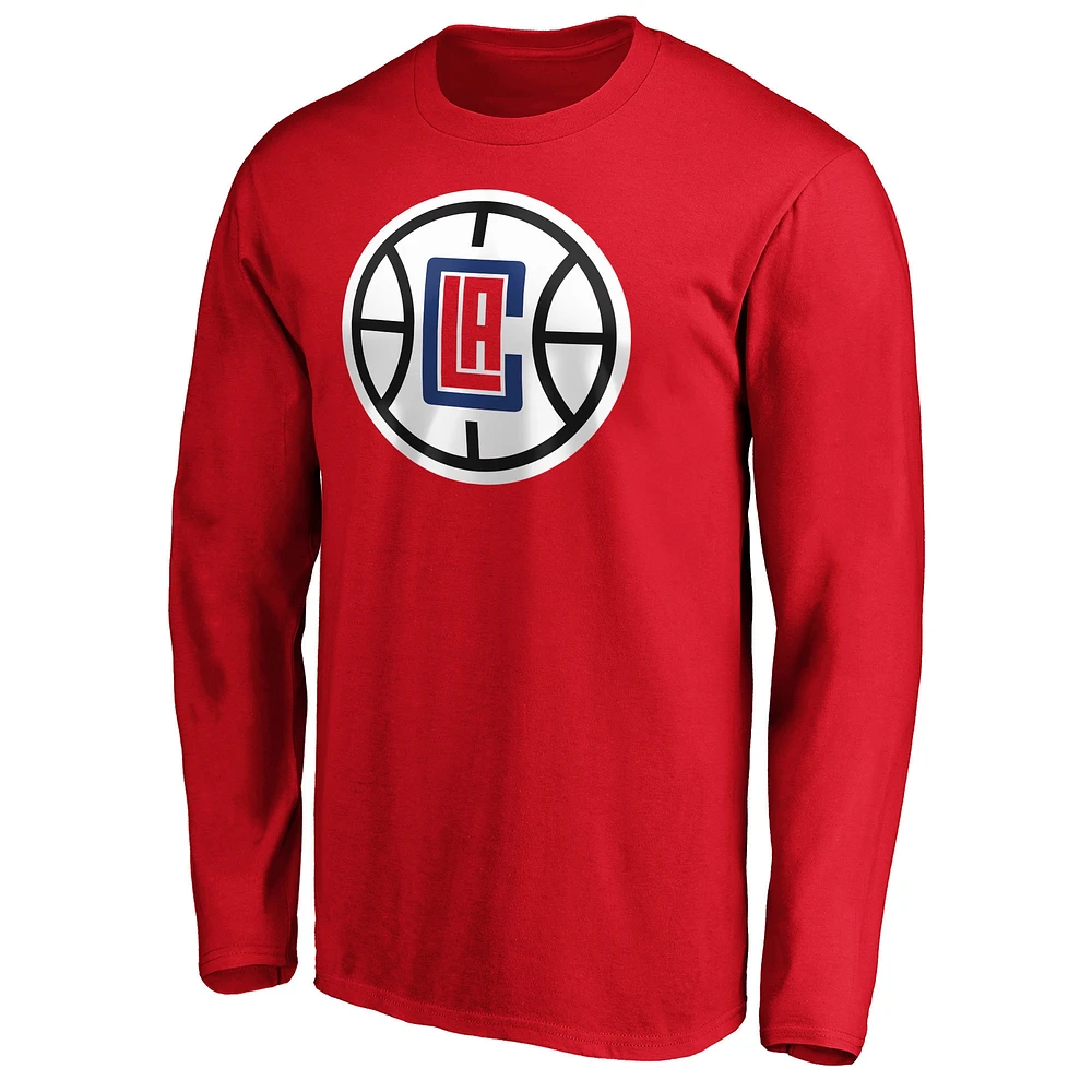 T-shirt à manches longues pour hommes Fanatics Kawhi Leonard Red LA Clippers Team Playmaker Nom et numéro