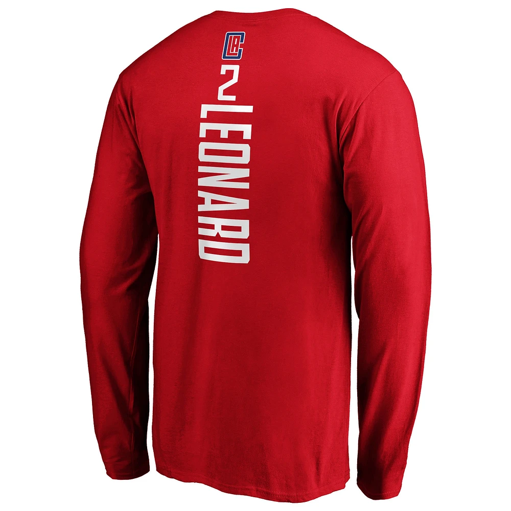 Men's Fanatics Kawhi Leonard Red LA Clippers Team Playmaker Name & Number Long Sleeve T-Shirt