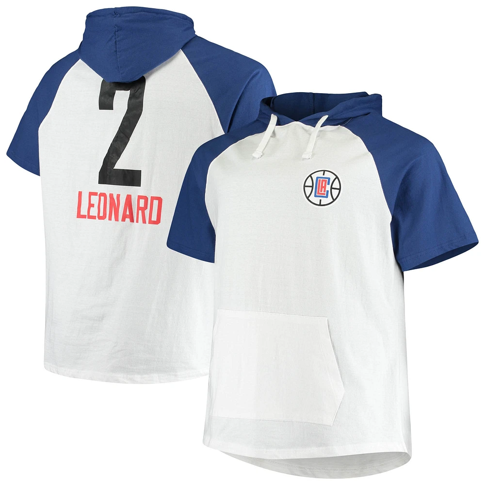 Fanatics pour hommes Kawhi Leonard Blanc/Royal LA Clippers Big & Tall Player Raglan Sweat à capuche manches courtes