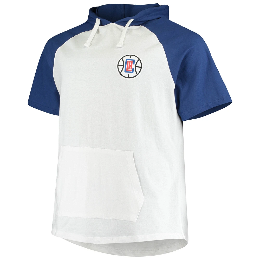 Fanatics pour hommes Kawhi Leonard Blanc/Royal LA Clippers Big & Tall Player Raglan Sweat à capuche manches courtes