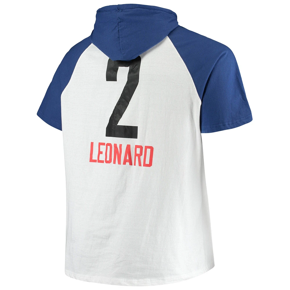 Fanatics pour hommes Kawhi Leonard Blanc/Royal LA Clippers Big & Tall Player Raglan Sweat à capuche manches courtes