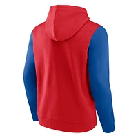 Men's Fanatics Red/Royal LA Clippers Attack Colorblock Pullover Hoodie