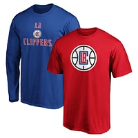 Pack combiné de t-shirts Fanatics rouge/Royal LA Clippers pour hommes