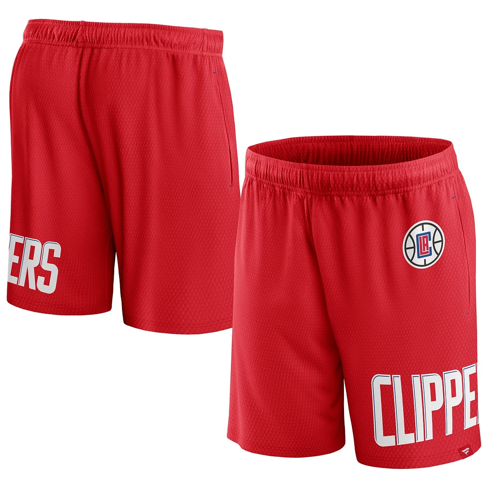 Men's Fanatics Red LA Clippers Free Throw Mesh Shorts