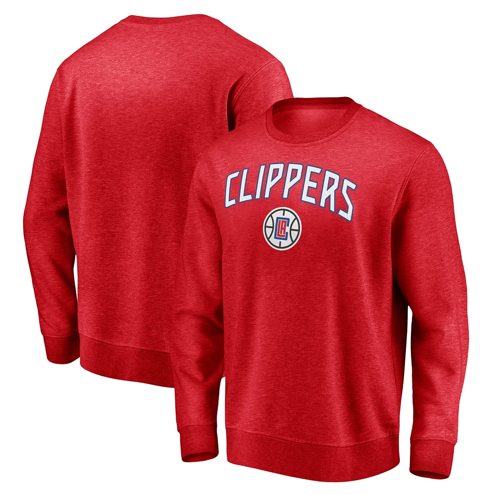 Men's Fanatics Red LA Clippers Game Time Arch Pullover Sweatshirt