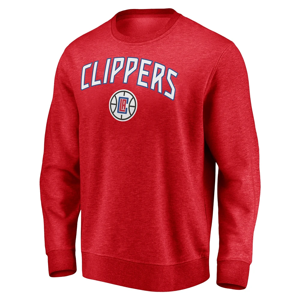 Men's Fanatics Red LA Clippers Game Time Arch Pullover Sweatshirt