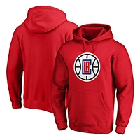 Men's Fanatics Red LA Clippers Icon Primary Logo Fitted Pullover Hoodie