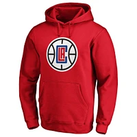 Men's Fanatics Red LA Clippers Icon Primary Logo Fitted Pullover Hoodie