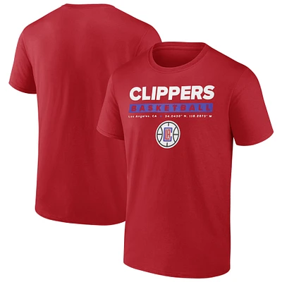 T-shirt rouge fanatiques pour hommes LA Clippers Location Just Net