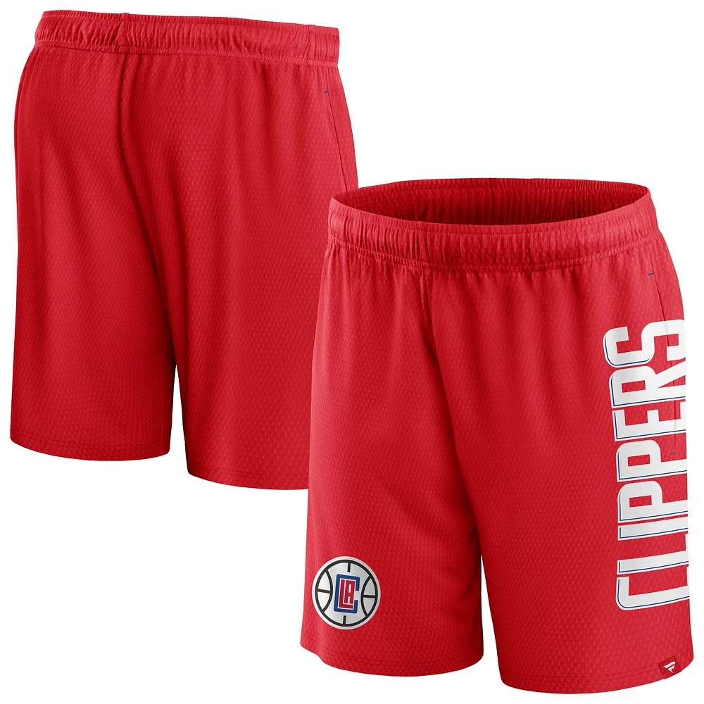 Men's Fanatics Red LA Clippers Post Up Mesh Shorts