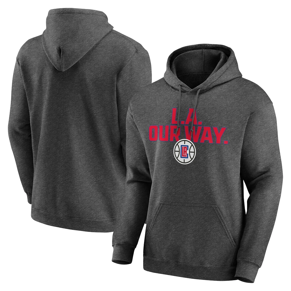 Sweat à capuche anthracite chiné LA Clippers Victory Earned pour homme