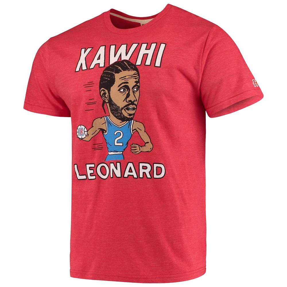 Men's Kawhi Leonard Red LA Clippers Caricature Tri-Blend T-Shirt