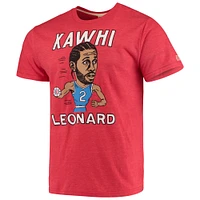 Men's Kawhi Leonard Red LA Clippers Caricature Tri-Blend T-Shirt