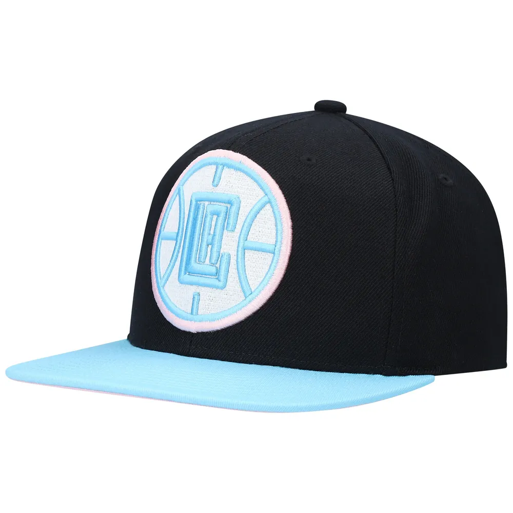 Lids LA Clippers Mitchell & Ness Pastel Snapback Hat - Black/Light Blue