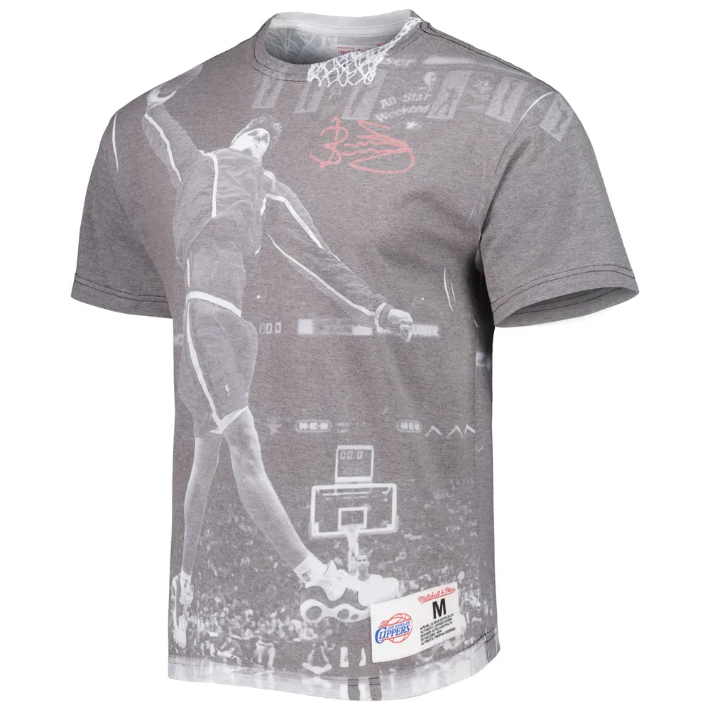 T-shirt pour homme Mitchell & Ness Brent Barry gris chiné LA Clippers Above The Rim