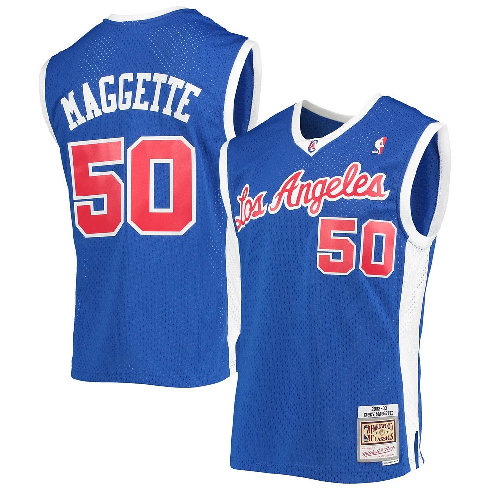 Maillot Swingman Mitchell & Ness Corey Maggette Royal LA Clippers 2001/02 Hardwood Classics pour hommes