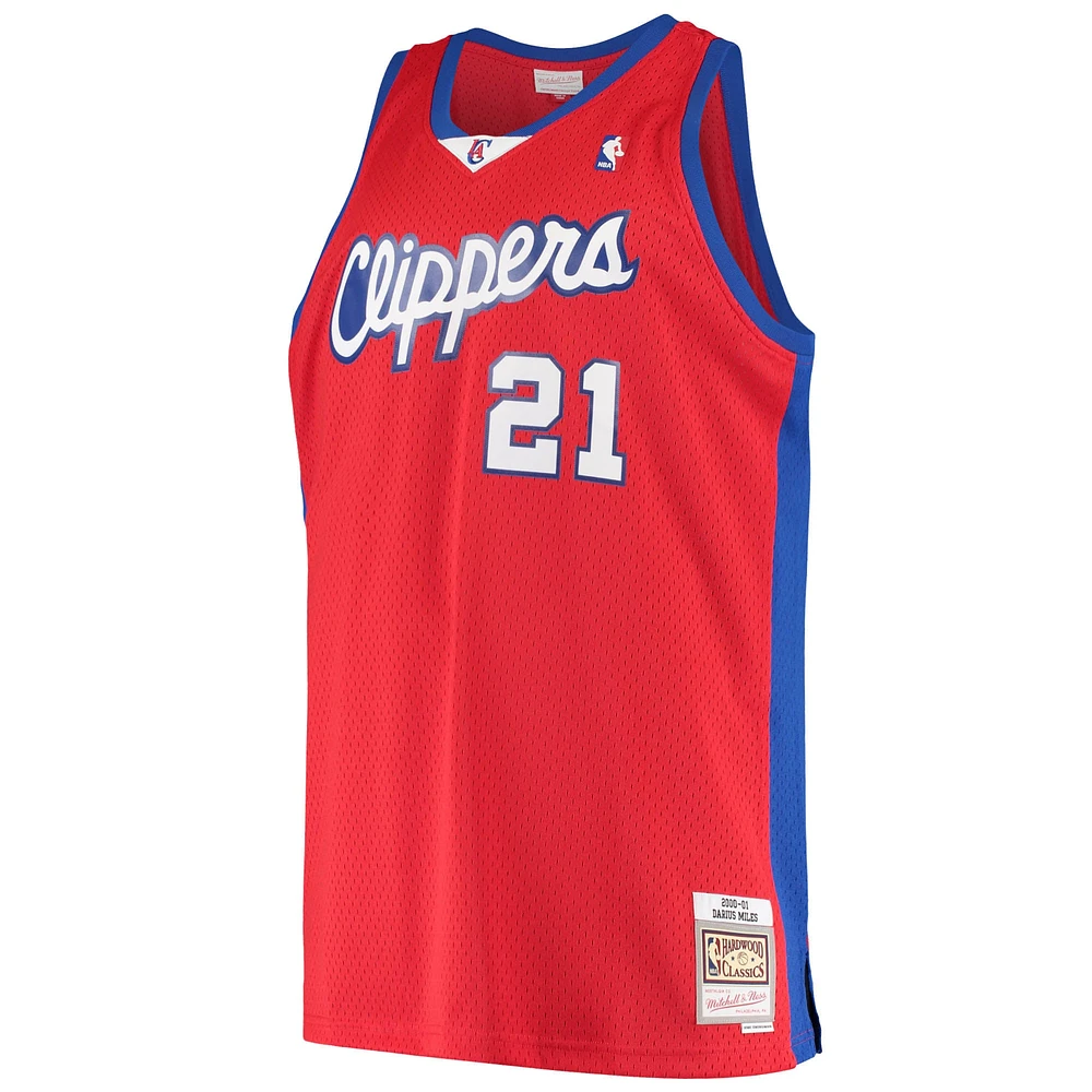 Men's Mitchell & Ness Darius Miles Red LA Clippers Hardwood Classics Swingman Jersey