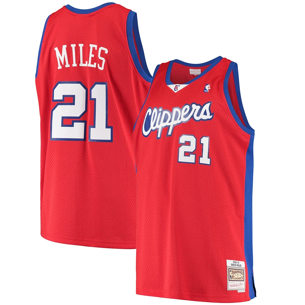 Men's Mitchell & Ness Darius Miles Red LA Clippers Hardwood Classics Swingman Jersey