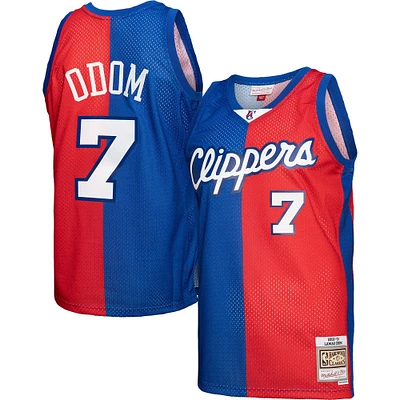 Men's Mitchell & Ness Lamar Odom Royal/Red LA Clippers Hardwood Classics 2000/01 Split Swingman Jersey