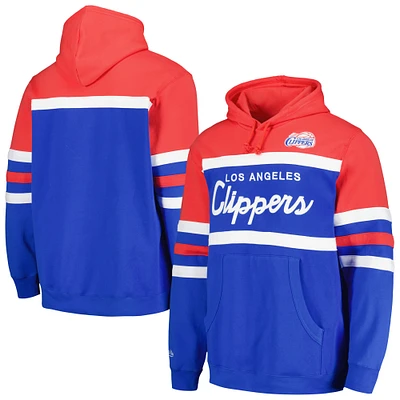 Men's Mitchell & Ness Royal/Red LA Clippers Head Coach Pullover Hoodie