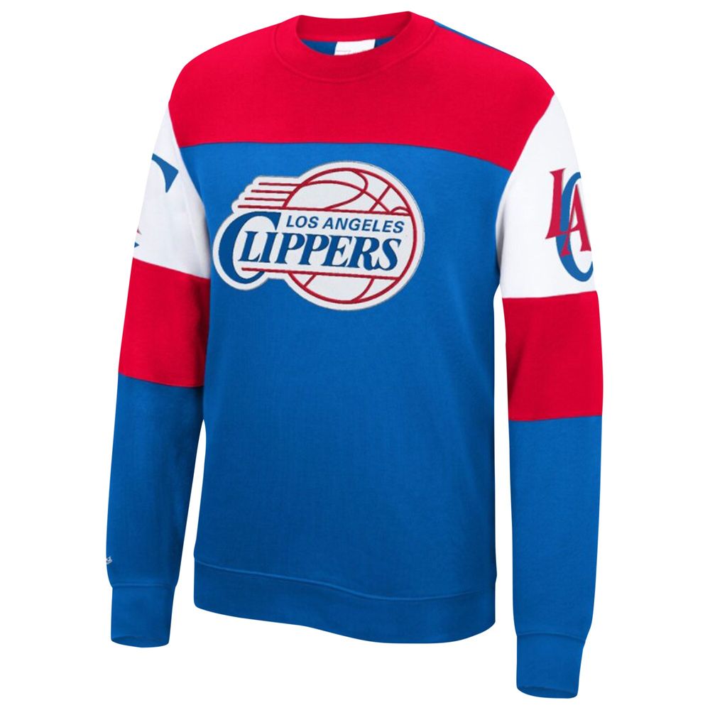 Men's Mitchell & Ness Royal LA Clippers Perfect Season Fleece Pullover  Sweatshirt