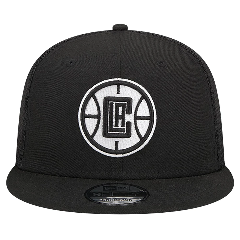 Men's New Era Black LA Clippers 9FIFTY Snapback Trucker Hat