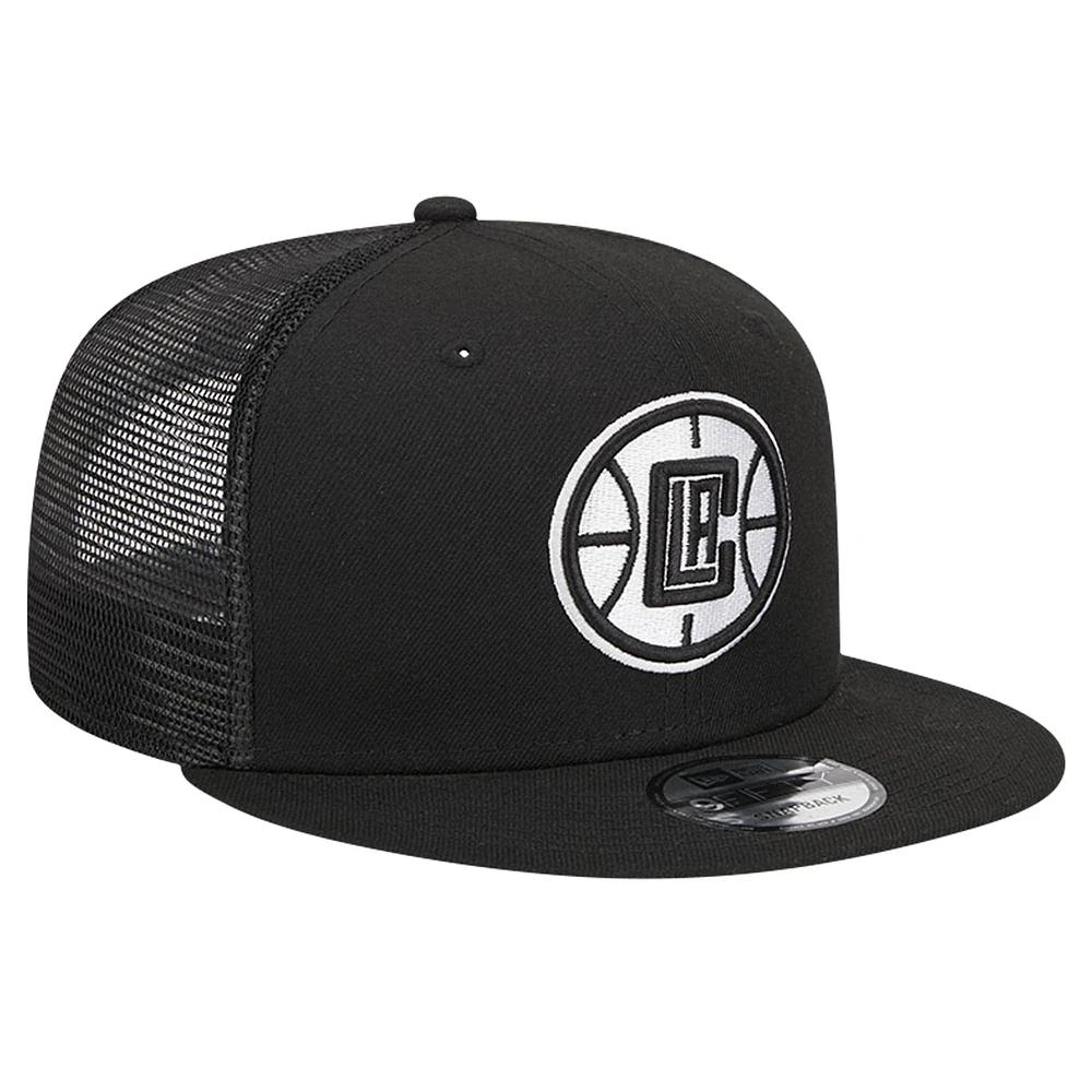Men's New Era Black LA Clippers 9FIFTY Snapback Trucker Hat