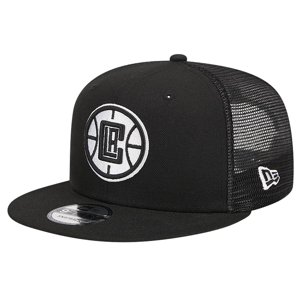 Men's New Era Black LA Clippers 9FIFTY Snapback Trucker Hat