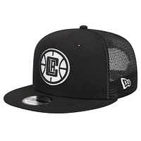 Men's New Era Black LA Clippers 9FIFTY Snapback Trucker Hat