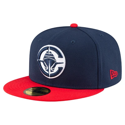 Men's New Era Navy/Red LA Clippers 2-Tone 59FIFTY Fitted Hat
