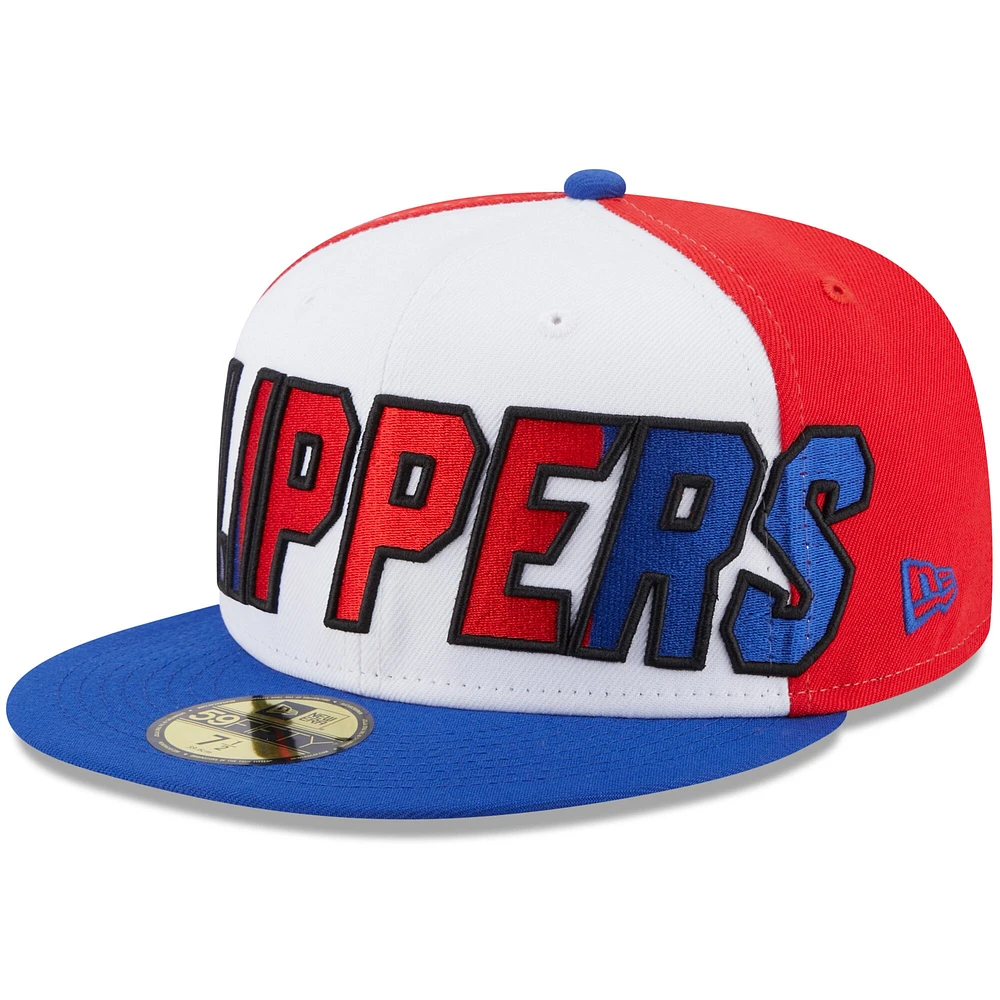 Casquette ajustée 59FIFTY LA Clippers Back Half pour homme, blanc/royal, New Era