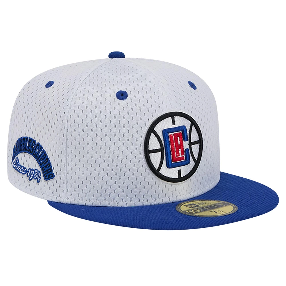 Casquette ajustée New Era LA Clippers Throwback 2Tone 59FIFTY blanc/royal pour hommes