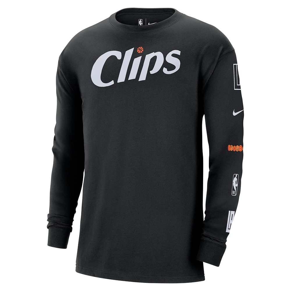 Men's Nike Black LA Clippers 2023/24 City Edition Max90 Expressive Long Sleeve T-Shirt