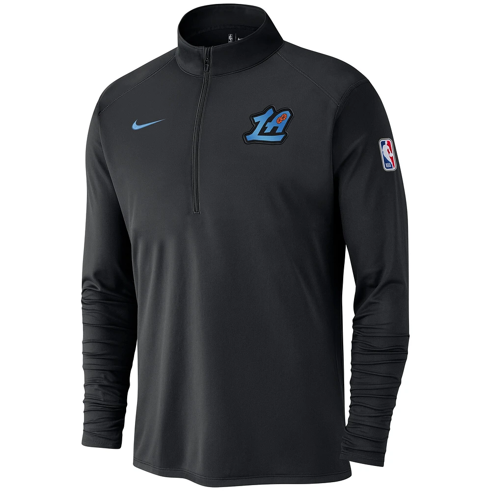 Men's Nike Black LA Clippers 2024/25 City Edition Authentic Coaches Performance Half-Zip Top