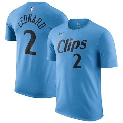 T-shirt Nike Kawhi Leonard bleu clair LA Clippers 2024/25 City Edition avec nom et numéro pour homme