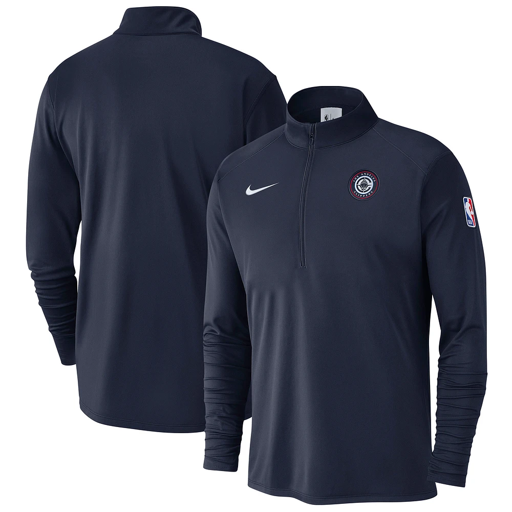 Haut Nike bleu marine LA Clippers 2024/25 Courtside Performance à demi-zip pour homme