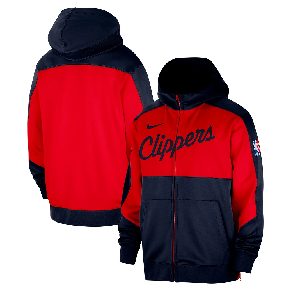 Sweat à capuche entièrement zippé Nike Navy LA Clippers Authentic On-Court Showtime Performance pour homme