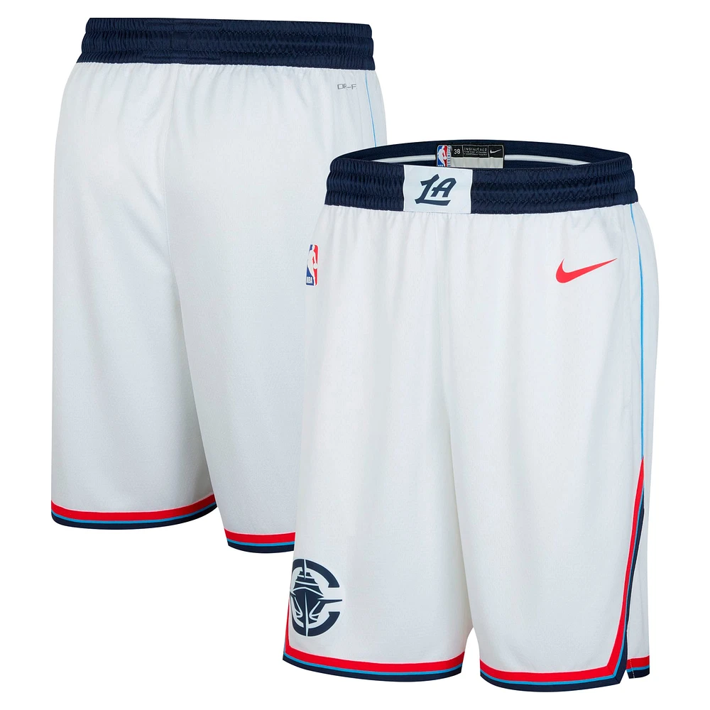 Short Nike blanc LA Clippers 2024/25 Association Edition Swingman pour homme