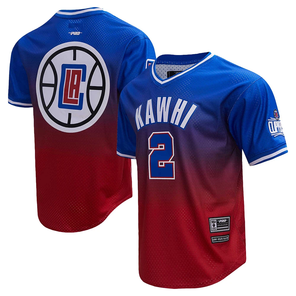 T-shirt avec nom et numéro Ombre Post Kawhi Leonard Royal/Red LA Clippers pour homme