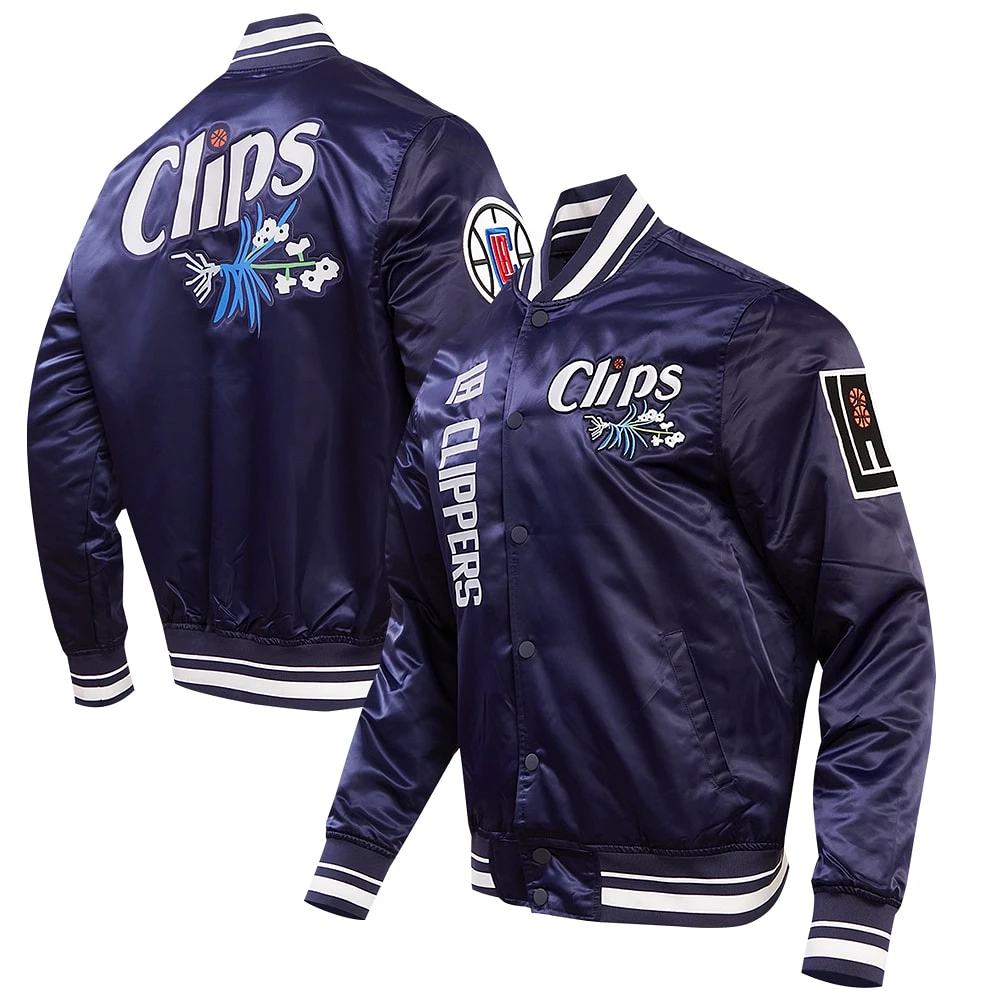 Veste à bouton-pression en satin pour homme Pro Standard Navy LA Clippers 2023/24 City Edition