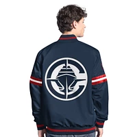 Men's Starter Navy/Red LA Clippers Scout Full Snap Varsity Jacket