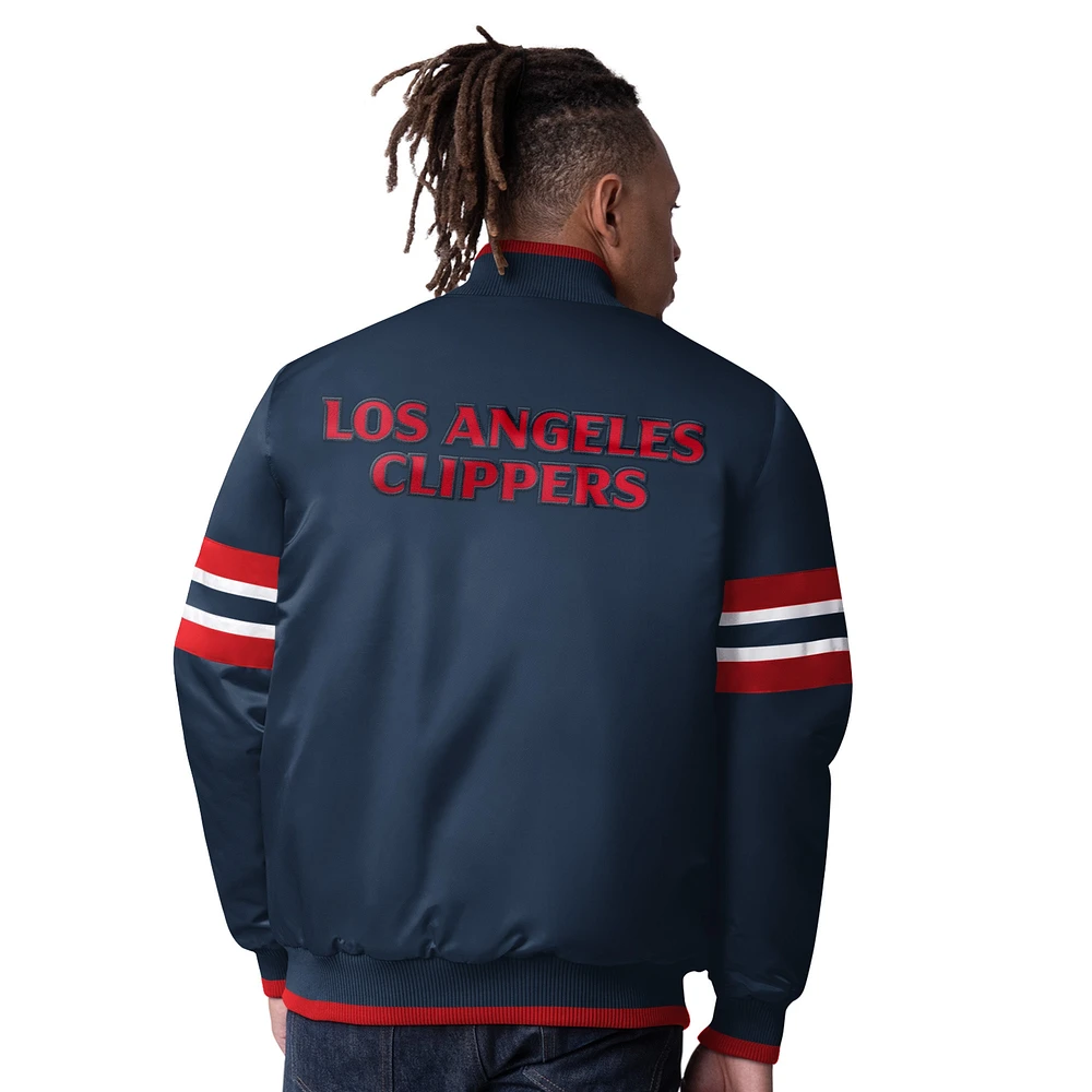 Men's Starter Royal LA Clippers Scout I Full-Snap Varsity Jacket