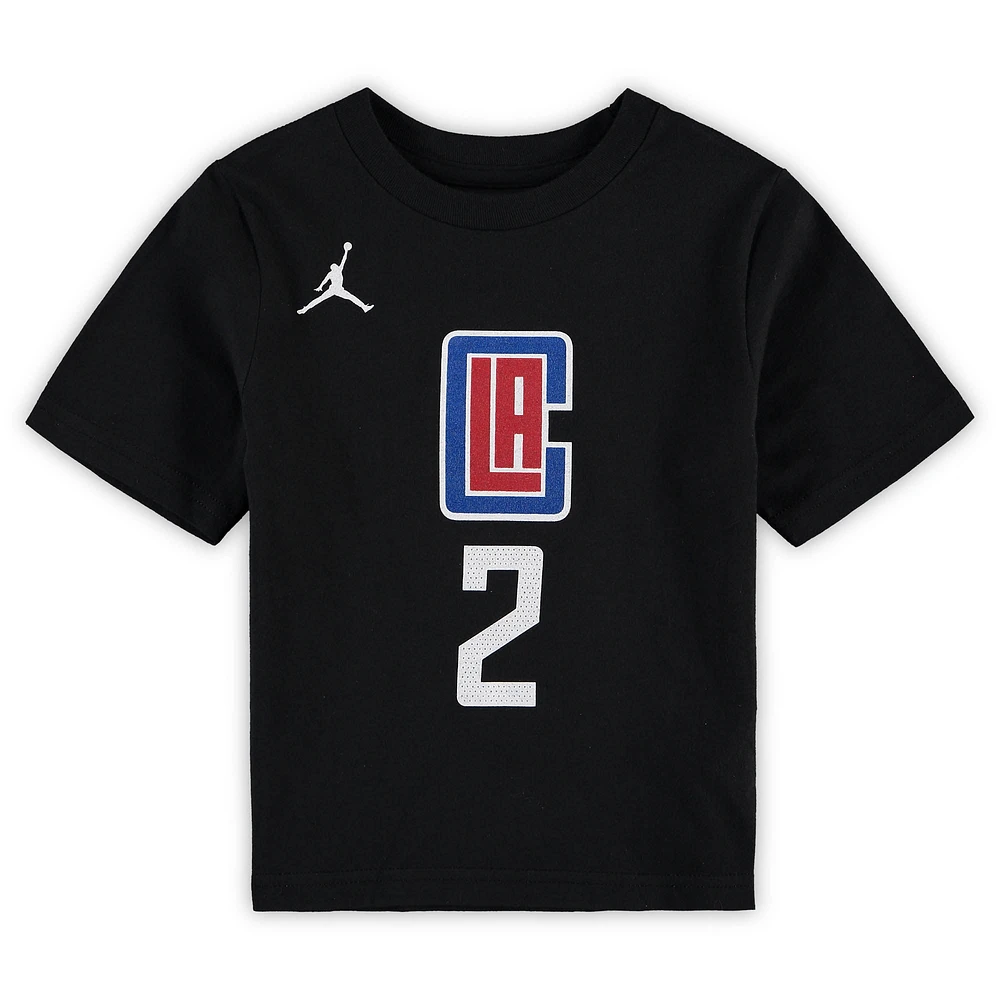 Preschool Jordan Brand Kawhi Leonard Black LA Clippers Statement Edition Name & Number T-Shirt