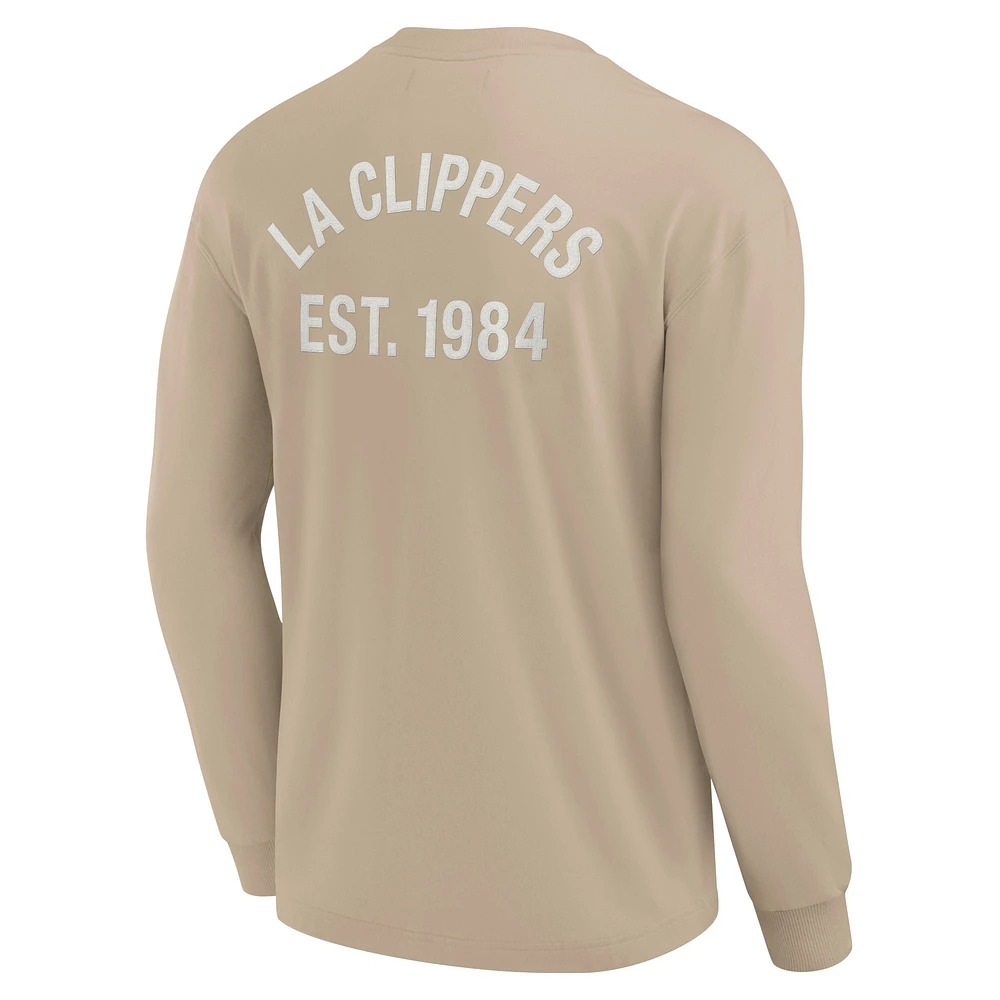 T-shirt unisexe fanatiques kaki LA Clippers Elements super doux à manches longues