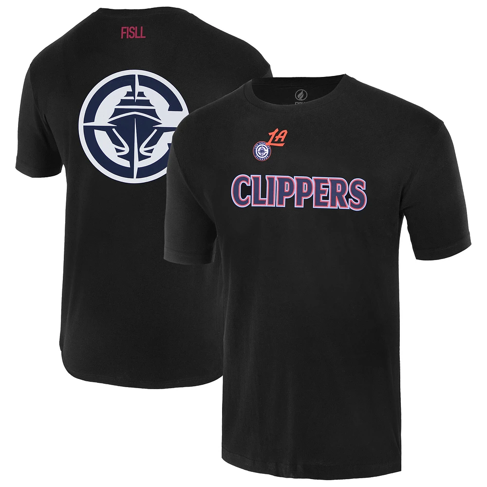 T-shirt unisexe FISLL noir avec logo surdimensionné des LA Clippers
