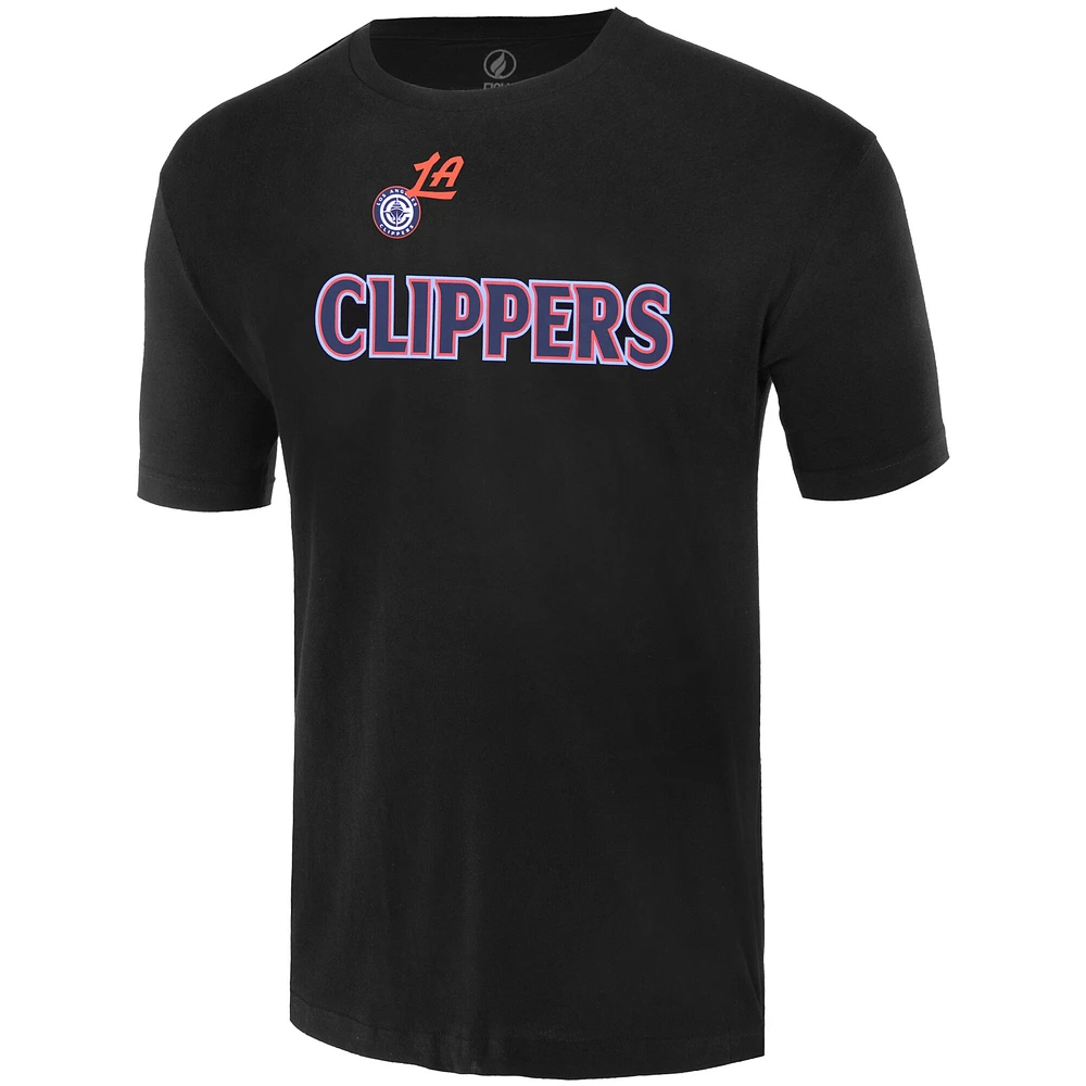 T-shirt unisexe FISLL noir avec logo surdimensionné des LA Clippers