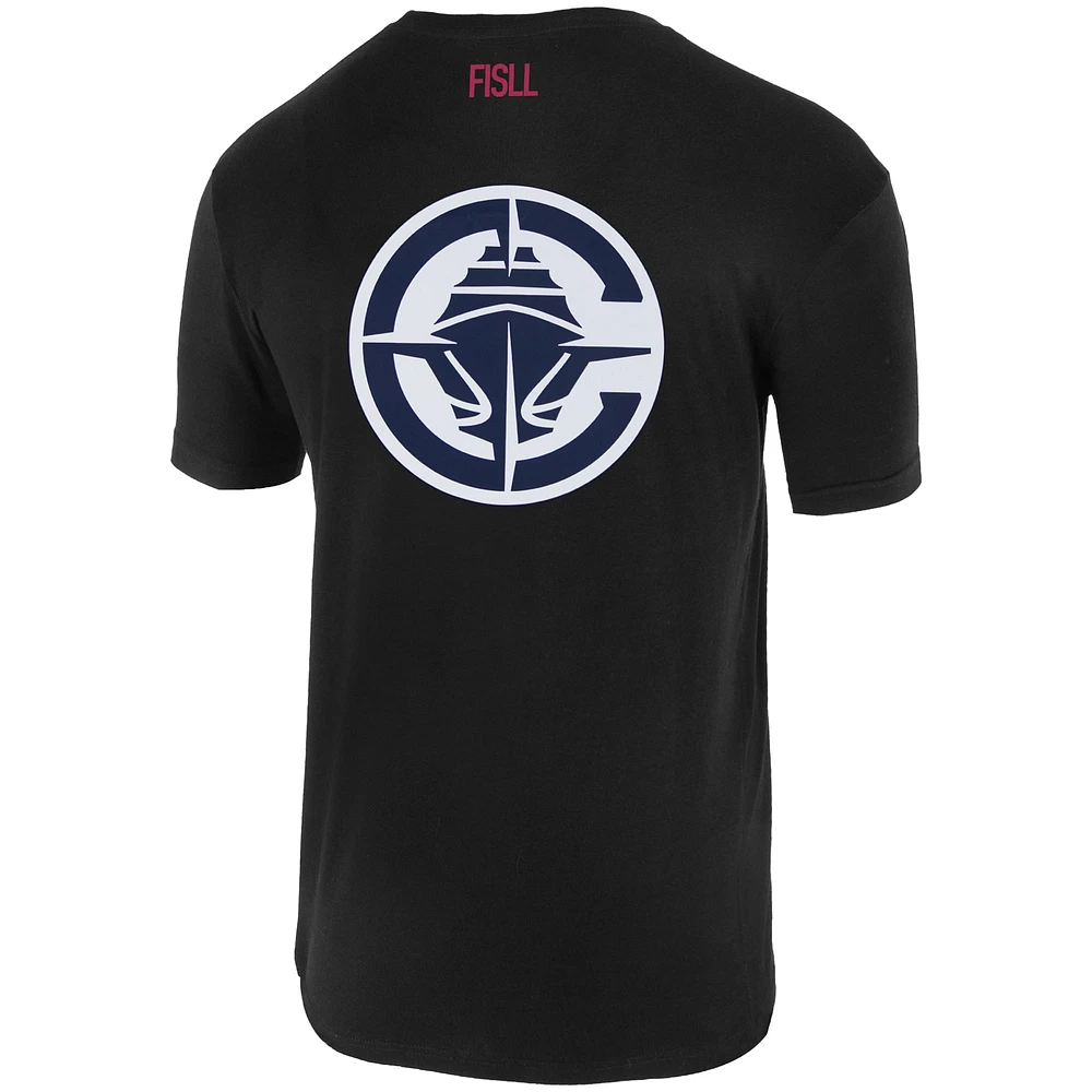 T-shirt unisexe FISLL noir avec logo surdimensionné des LA Clippers