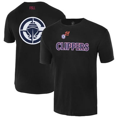 T-shirt unisexe FISLL noir avec logo surdimensionné des LA Clippers